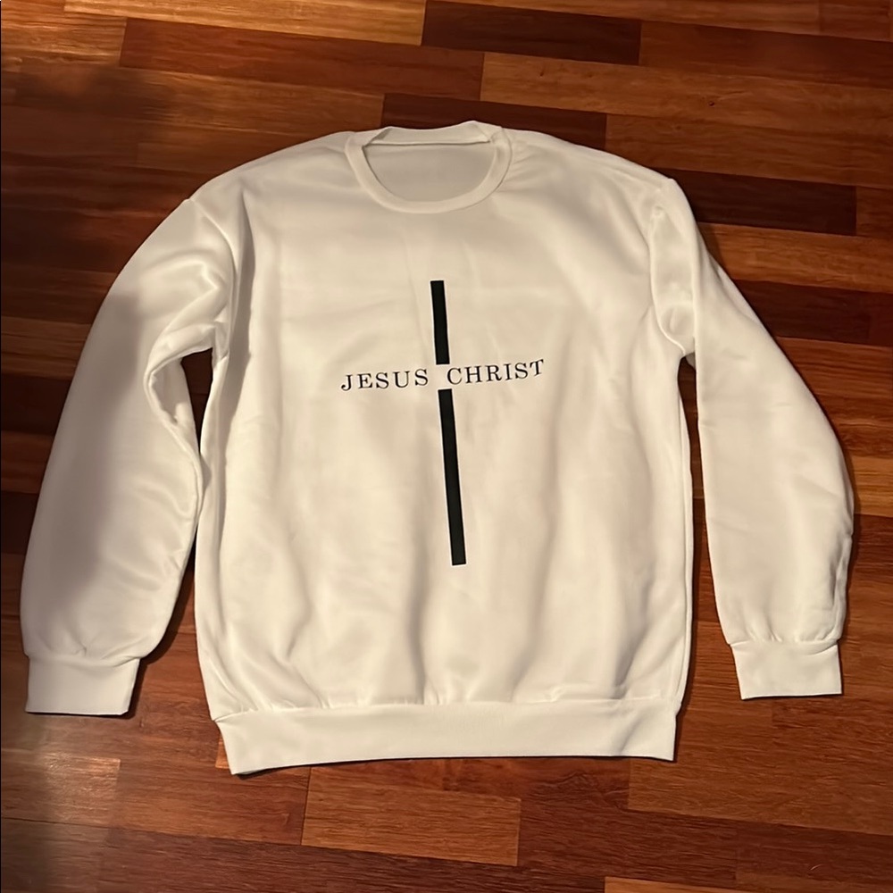 White Sweater with Cross Design